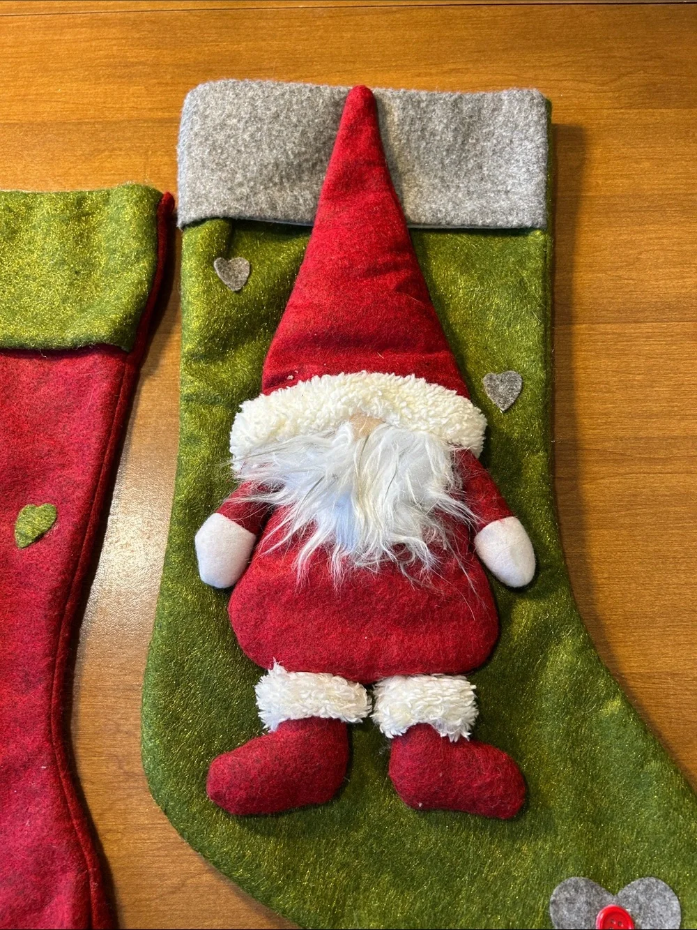 Festive Gnome Christmas Stocking - Red & Green